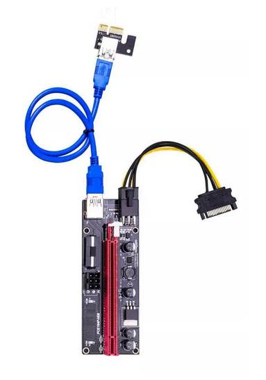 Placa Riser Ver009S Plus Pci-E 1X A 16X Power X Sata (Incluye Cable Usb 3.0 y Cable Sata/6 Pines)