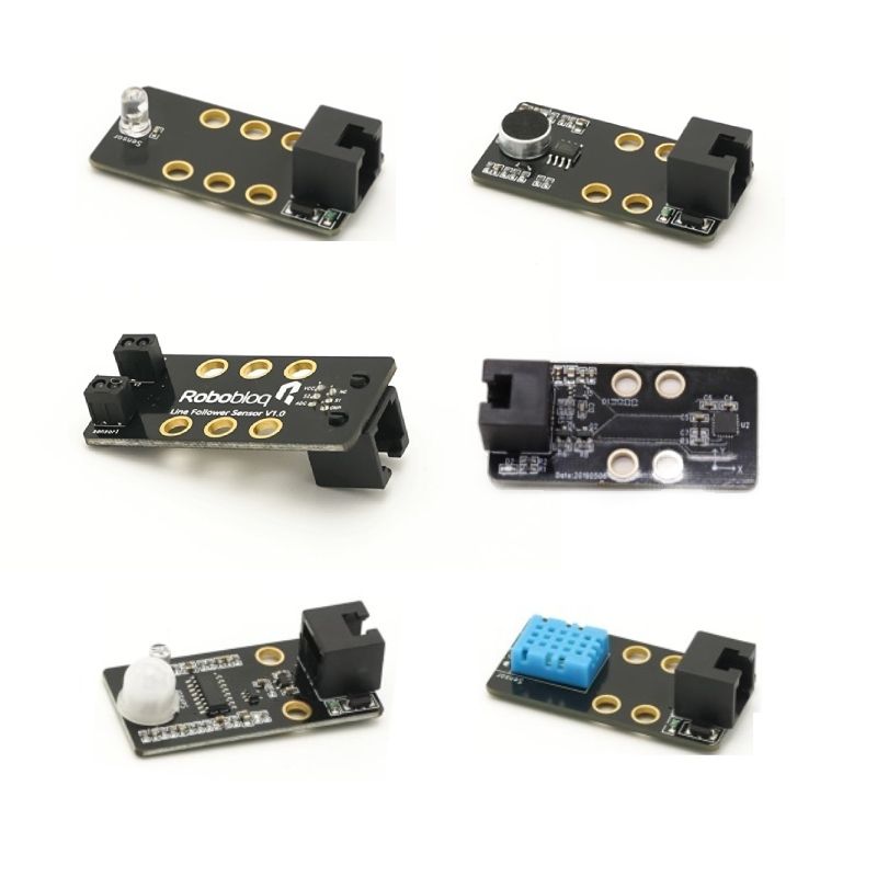 Robobloq Kit de Sensores A - (Luz, Sigue Líneas, Sonido, Pir, Giro, Temp & Humedad)