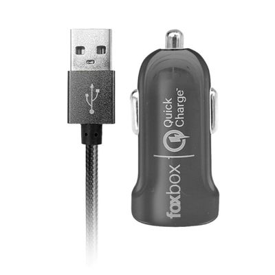 Cargador Para Auto Foxbox Way Qc-Con Cable Usb/Tipo C Negro (5115)