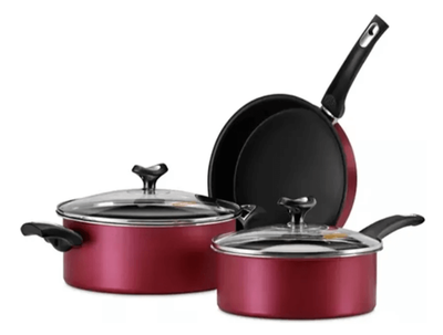 Set 5 Piezas Marmicoc -Sabores (Cacerola C/Tapa 24Cm, Olla C/Tapa 20Cm, Sarten 24Cm) Negro/Negro