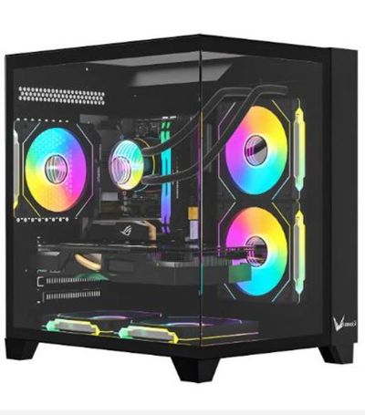 Gabinete Gamer Formula V Line Crystal Z9M Floe Black Sin Controladores Rgb (Matx + 5 Fans Argb)