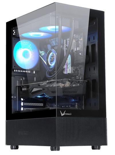 Gabinete Gamer Formula V Line Crystal Z1+ Black Ar Sin Controladores Rgb (Atx, 3 Fans Cosmic 12Bk Ar