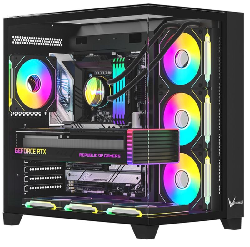Gabinete Gamer Formula V Line Crystal Z9 Floe Black Sin Controladores Rgb (Atx, 7 Fans Floe 12Bk Arpw) Sin Controladores Rgb