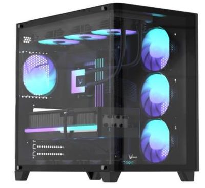 Gabinete Gamer Formula V Line Crystal U2 Floe Black Sin Controladores Rgb (Atx, 4 Fans Floe 12Bk Arp