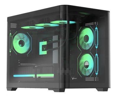 Gabinete Gamer Formula V Line Crystal U2M Floe Black Sin Controladores Rgb (Matx, 3 Fans Floe 12Bk A