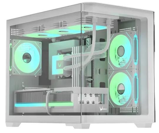 Gabinete Gamer Formula V Line Crystal U2M Floe White Sin Controladores Rgb (Matx, 3 Fans Floe 12Wh A