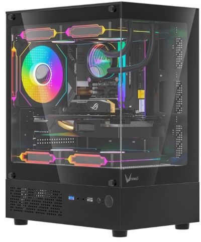 Gabinete Gamer Formula V Line Crystal Z1Cm Plus Black Sin Controladores Rgb (Matx, 3 Fans Cosmic 12