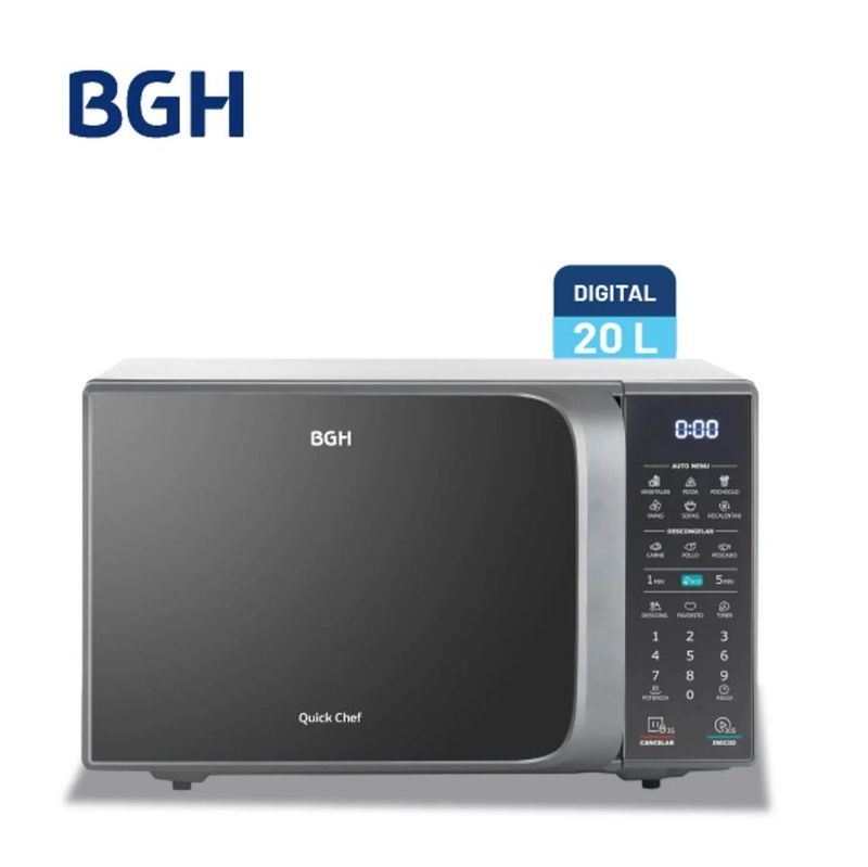 Microondas Bgh B120Ds20I - Eco Gris, 20Lts, Digital (Pih049509)