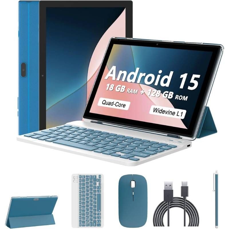 Tablet Iweggo 10”Android 15,18Gb Ram 128Gb,Teclado,Funda,Mouse Blue (X003X1Eojr)